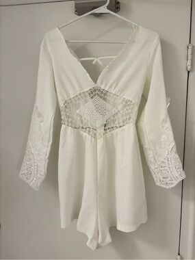 Lace boho long-sleeve romper